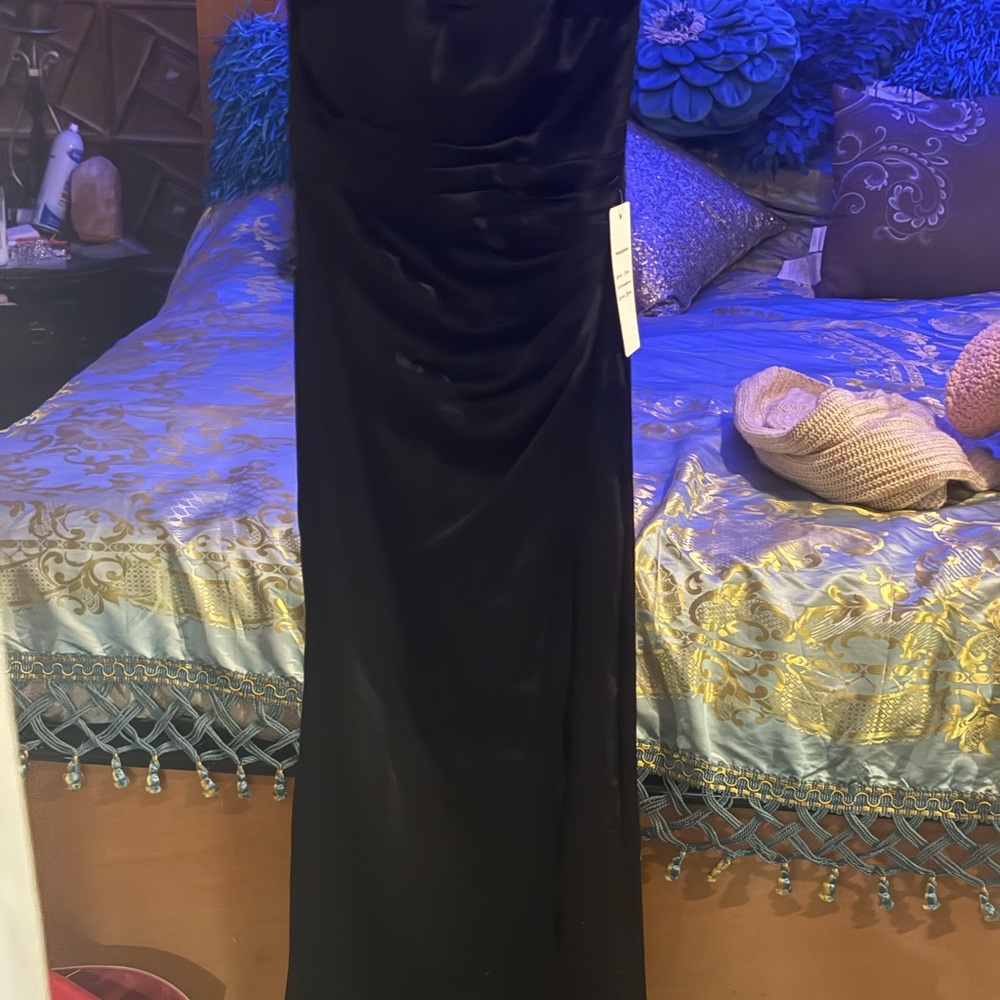 Elegant Black Corset back Strapless Long Dress NWT